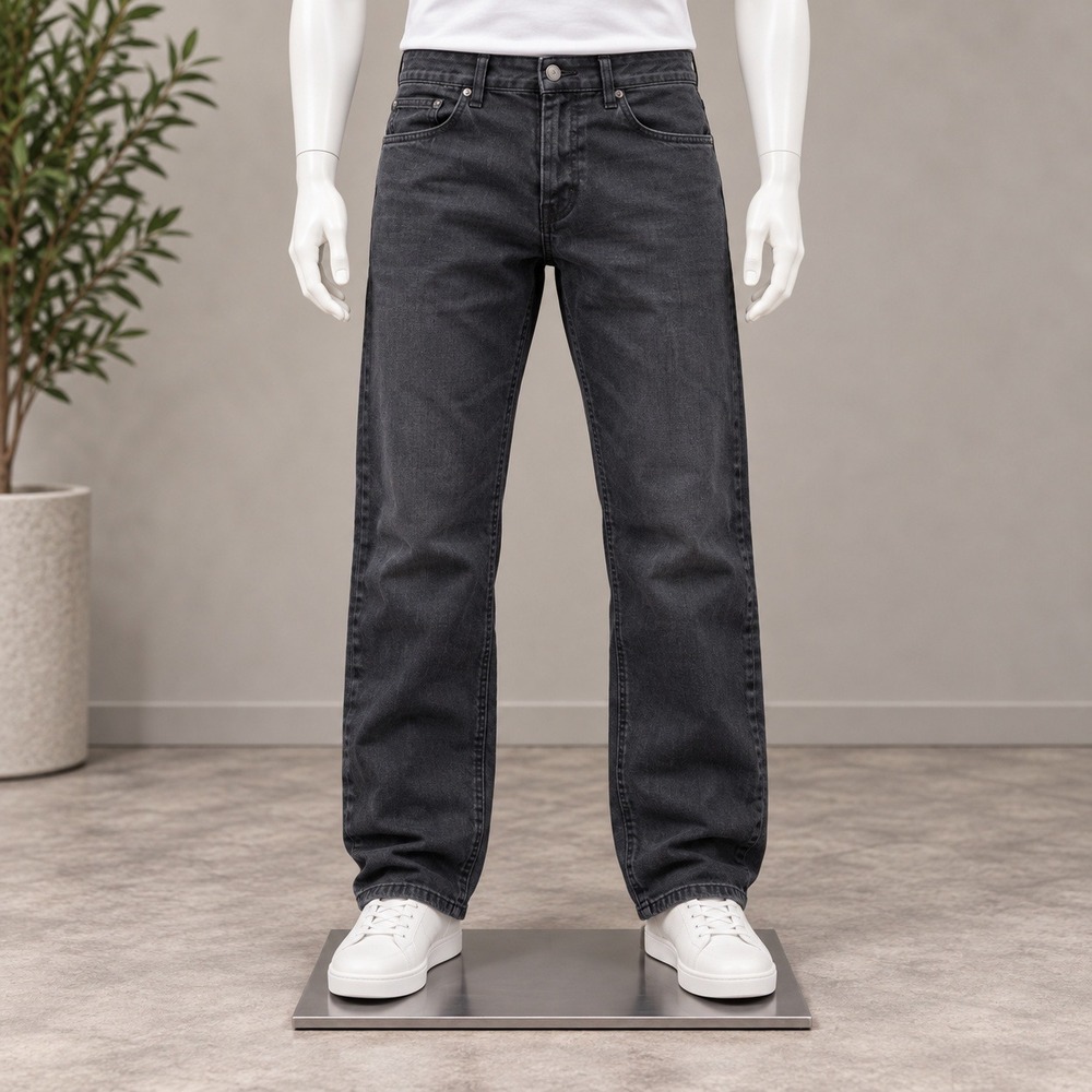 H&M Slim Fit Pants Mens 29 Black Solid Five Pocket Casual Trousers